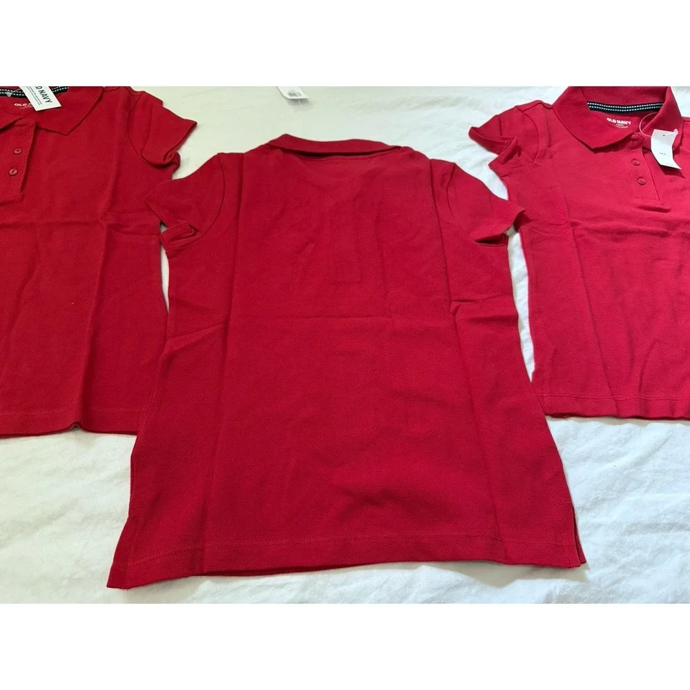 Old Navy School Uniform Shirts Red Girls Size S 6-7 Navy 3pack NWT